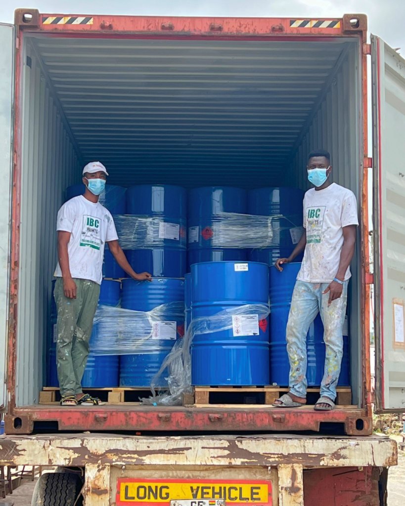 IBC Paints team receiving an imported shipment